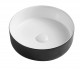 355*355*120mm Bathroom Round Above Counter Black&Gloss White Ceramic Wash Basin